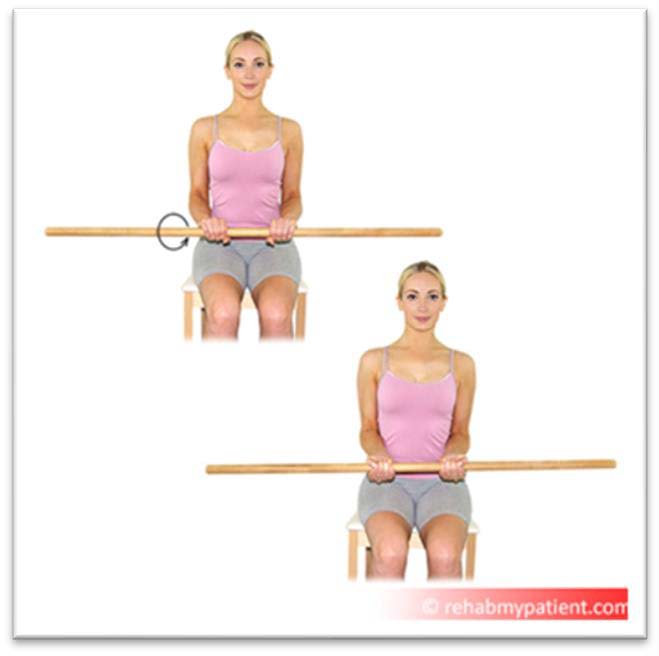 person showing rotation with stick exercise