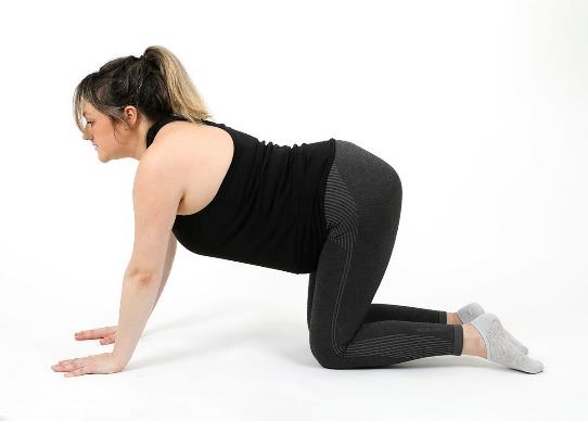Showing pelvic tilt in kneeling with back lowered