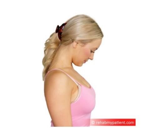 Showing neck flexion exercise