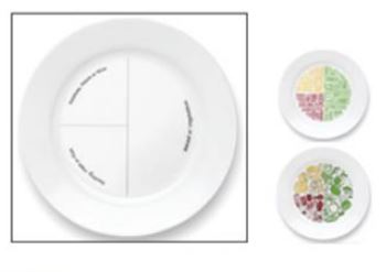 The Healthy Portion Plate Diabetes UK, 3 designs available, melamine, diameter 25.4 cm/10 inches, Diabetes UK £8.99 + £3.50 postage