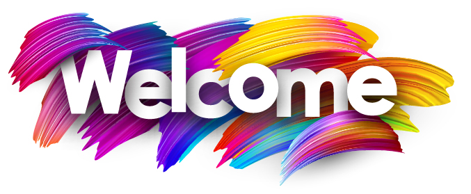 Colourful sign saying 'Welcome'