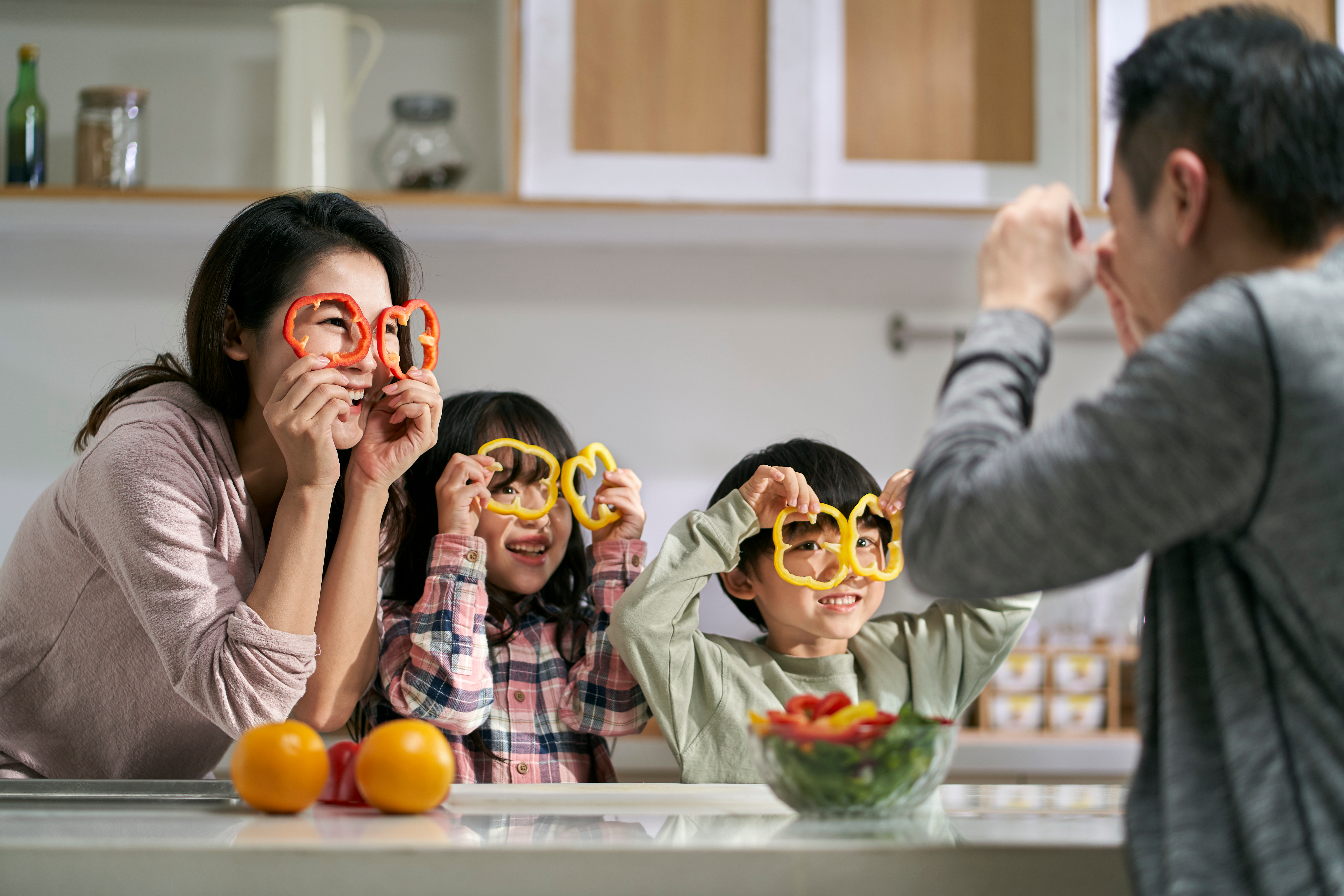 Picture of family with vegetables