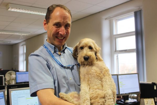 David Anderson and Therapy Dog Jasper